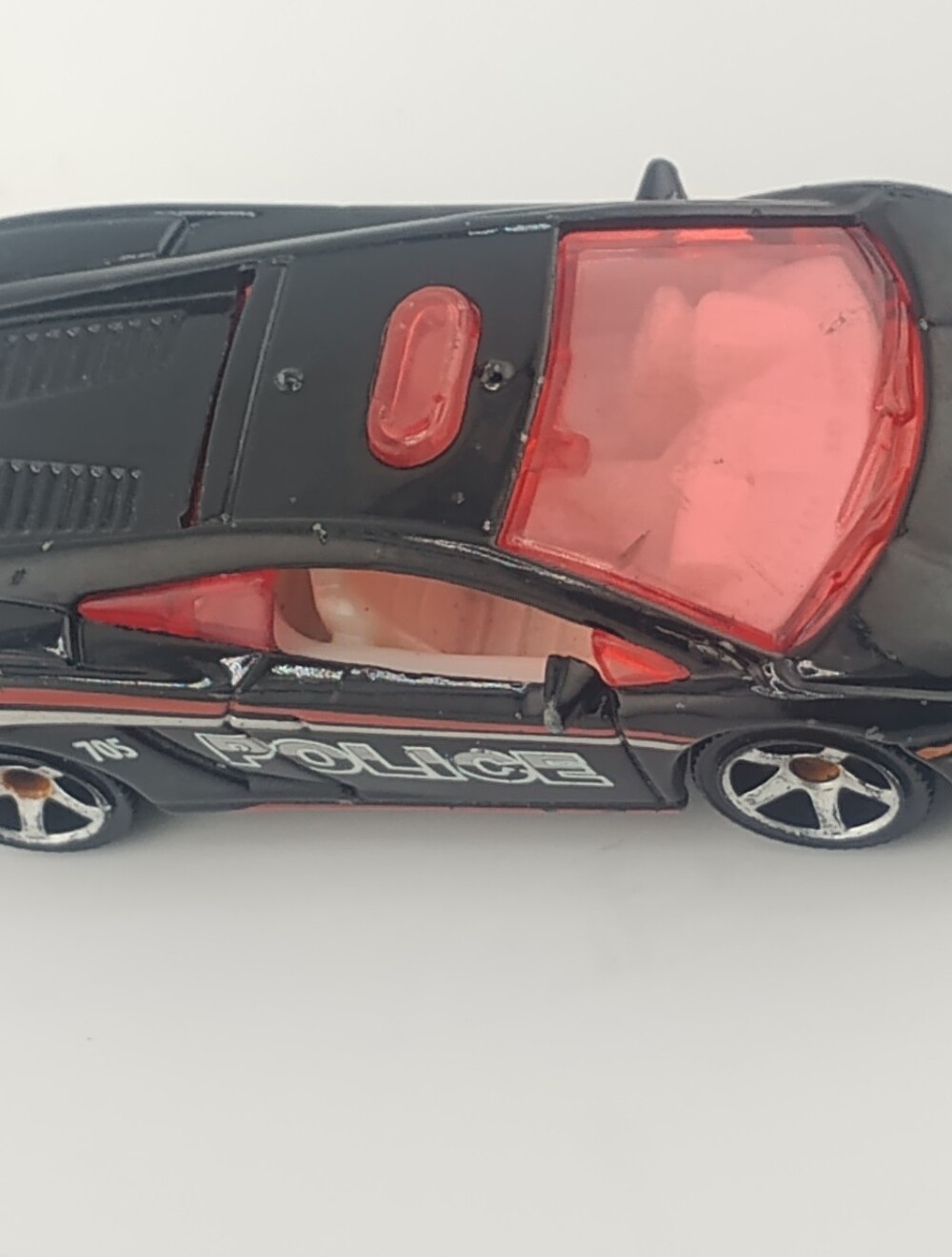 Die-Cast Police Sports Car Toy - Black with Red Windows